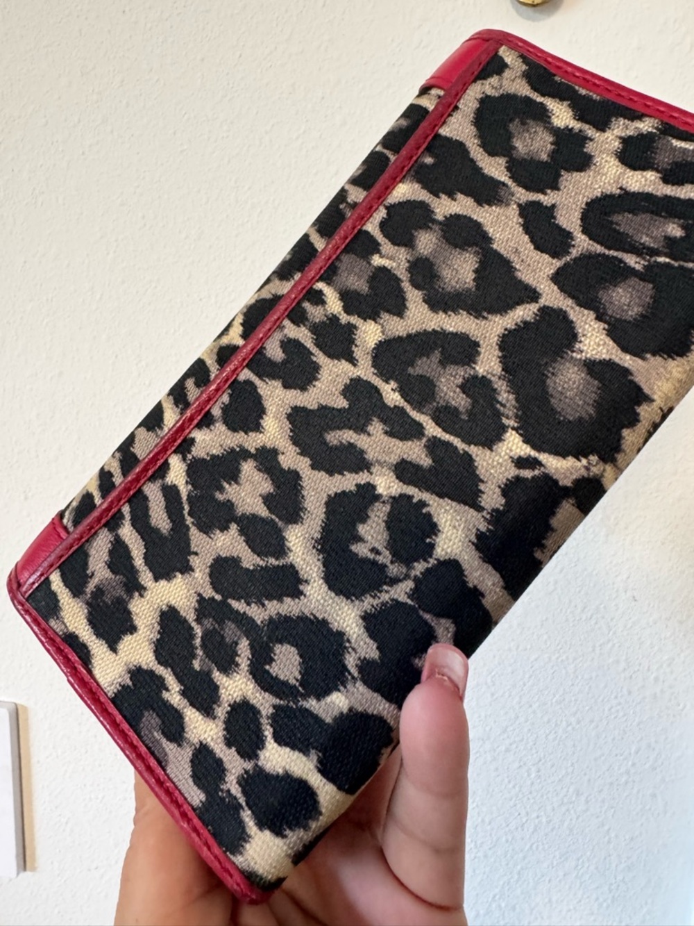 Coach Park Ocelot Print w/Red
Trim Bi-Fold Wallet with Turn Lock Closure - Picture 6 of 13